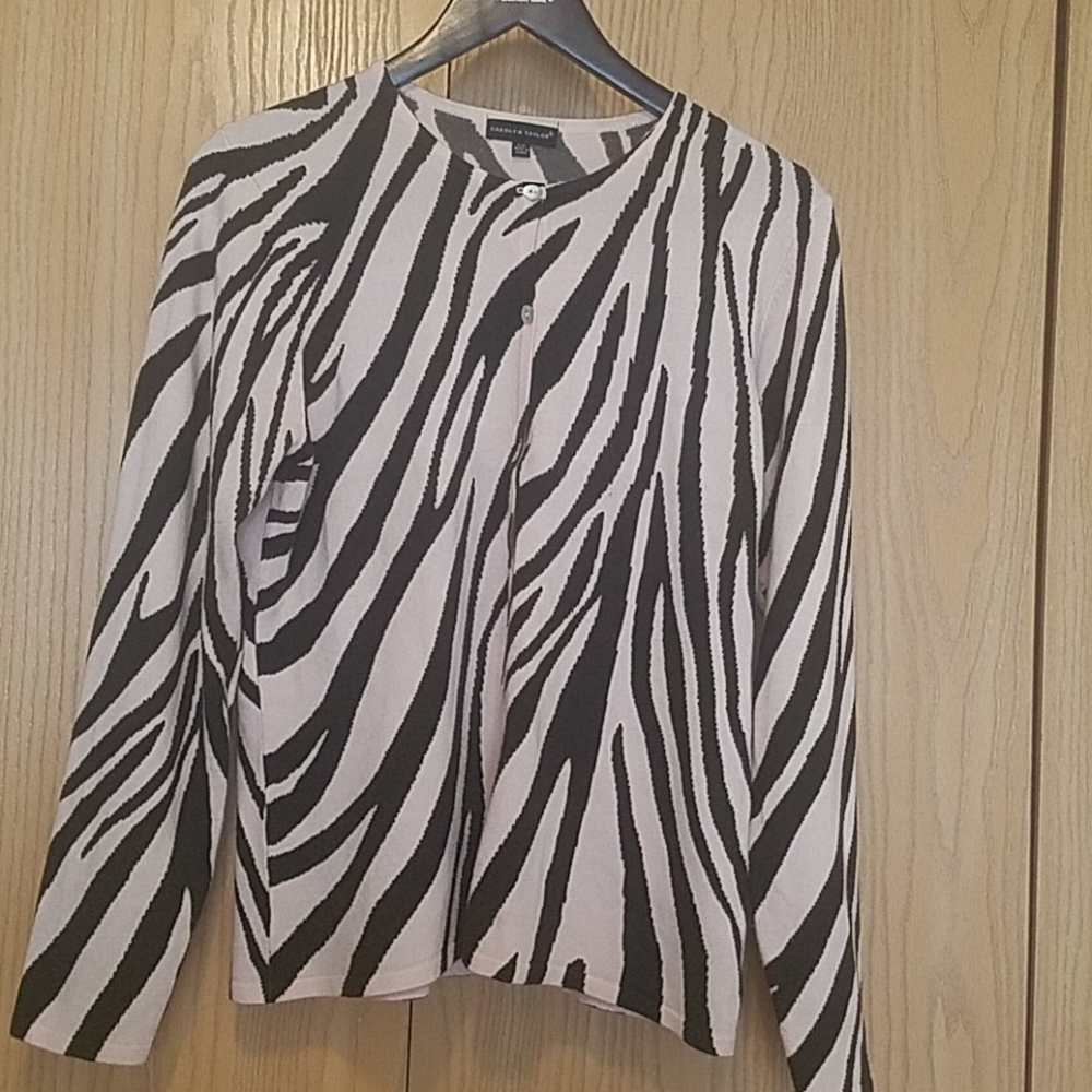 Cardigan, pink and brown zebra stripes